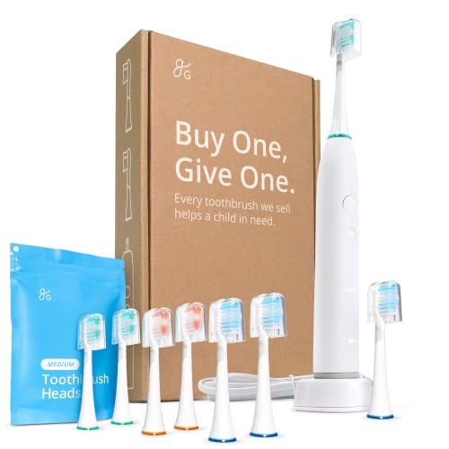 Greater Goods Electric Toothbrush Kit  A Rechargeable Whitening Portable Sonic Toothbrush for Kids and Adults  Includes Holder Portable Charger  8 Replacement Heads  Designed in St Louis
