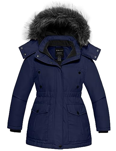 Wantdo Girl39s Thicken Winter Coat Warm Puffer Jacket Water Resistant Winter Jacket with Faux Fur Hood