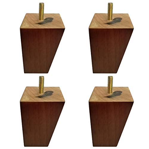 Btibpse 3 Solid Wood SofaChairOttoman Legs Slanted Tapered Walnut Finish Furniture Legs Set of 4