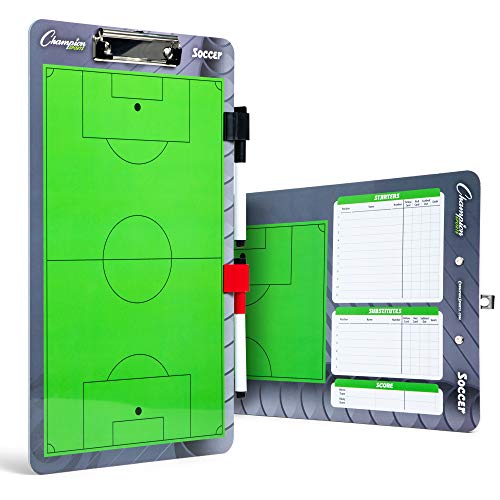 Champion Sports Large  XL Dry Erase Board For Coaching  Whiteboards for Strategizing Techniques Plays  2Sided Boards with Front Side Full Field  Backside Half Field and Lineup