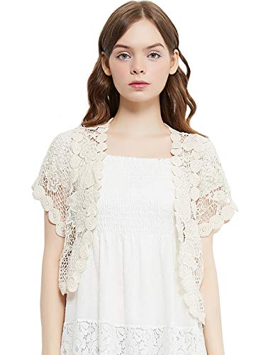 AnnaKaci Women39s Lace Shrugs Short Sleeve Crop Bolero Open Cardigans for Wedding Evening Dresses