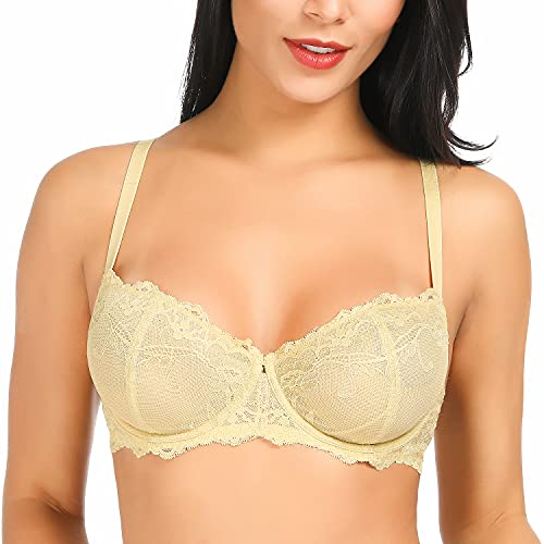 Wingslove Women39s Demi Lace Bra Sexy NonPadded Underwire Bra Plus Size Floral Bralette