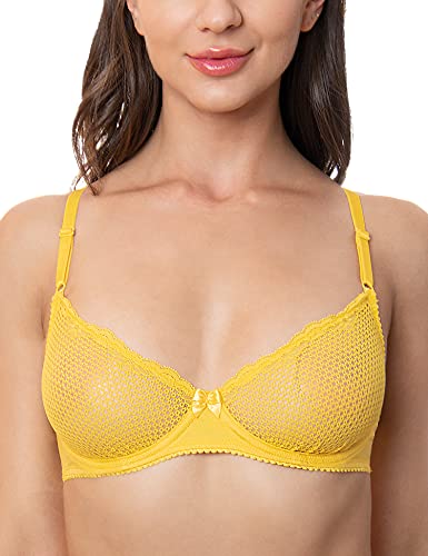 Wingslove Women39s Sexy 12 Cup Lace Bra Balconette Mesh Underwired Demi Shelf Bra Unlined See Through Bralette