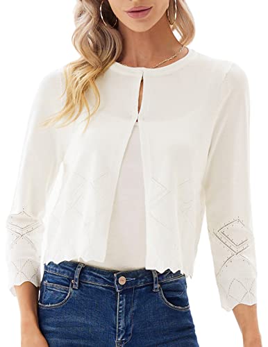 GRACE KARIN Women 34 Sleeve Cropped Cardigan Lightweight Short Bolero Shrugs Fancy Shrugs