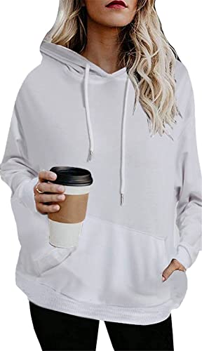 Women39s Casual Fall Hoodies Long Sleeve Lightweight Pullover Tops Loose Sweatshirt For Woman with Pocket