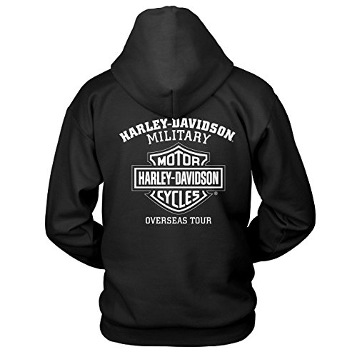 HarleyDavidson Military  Men39s Black Skull Graphic Pullover Hoodie  Overseas Tour  Handmade Willie