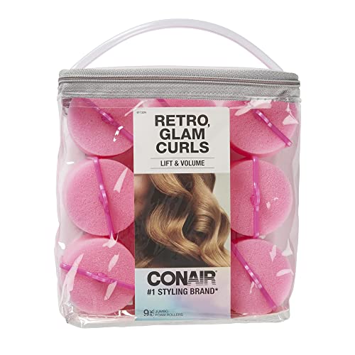 Conair Hair Rollers Hair Curlers with Self Grip Foam Rollers in Neon Colors Assorted Sizes 48 Pack