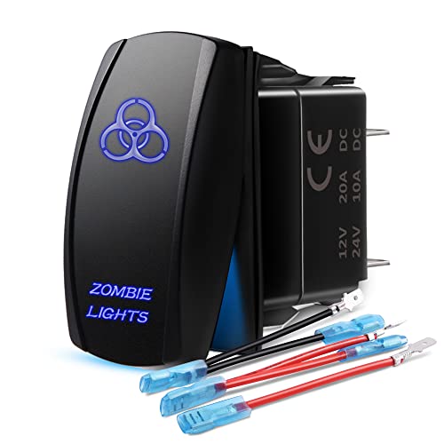 MicTuning MICLSZ1 Blue OnOff LED Light for 5 Pin Zombie Rocker Switch 12V 20A