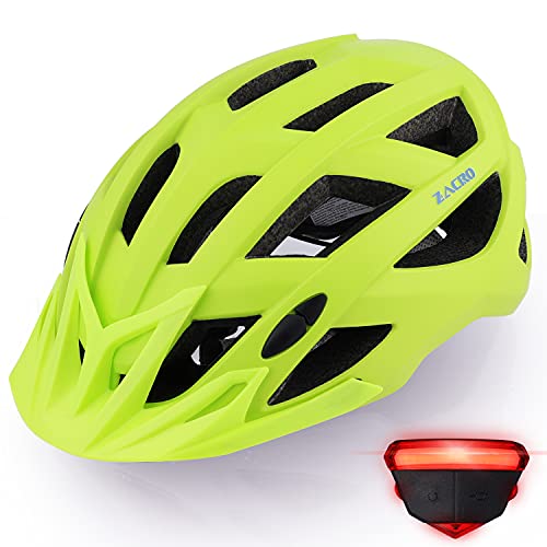 Zacro Adult Bike Helmet with Light  Adjustable Bike Helmets for Men Women Youth with Replacement Pads Detachable Visor Lightweight Cycling Helmet for Commuter Urban Scooter MTB Mountain Road Biker