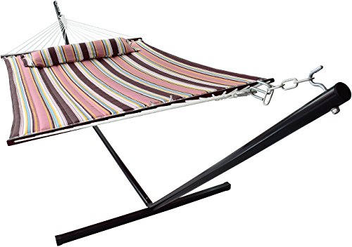 GreenBlue Sorbus Hammock with Stand Spreader Bars and Removable Pillow 450 lb Weight Capacity Seats 2 IndoorOutdoor Use Patio Deck Yard