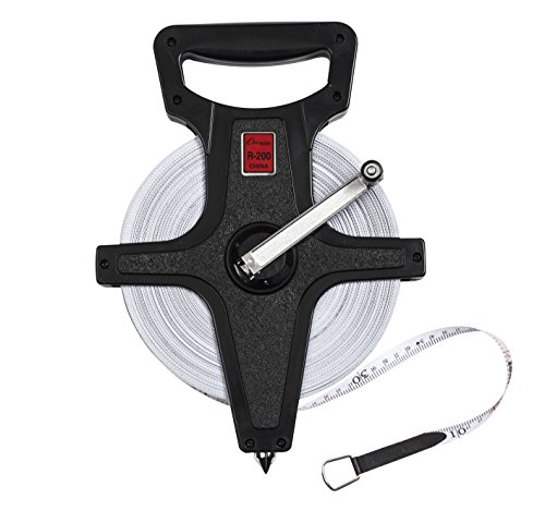 Champion Sports Open Reel Measure Tape with Metal Spike Hand Crank  Open Tape Measure for Track and Field Long Jump  Durable DualSided Measuring Reel with Feet and Meters  Multiple Lengths