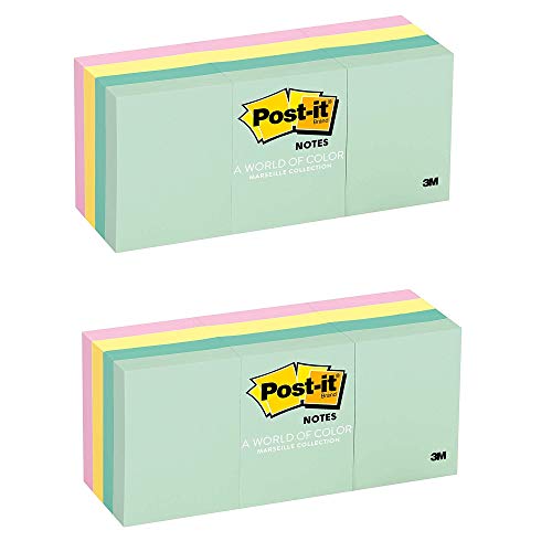 Postit Notes 1 38 in x 1 78 in Marseille Collection 12 PadsPack 653AST 2 PACK