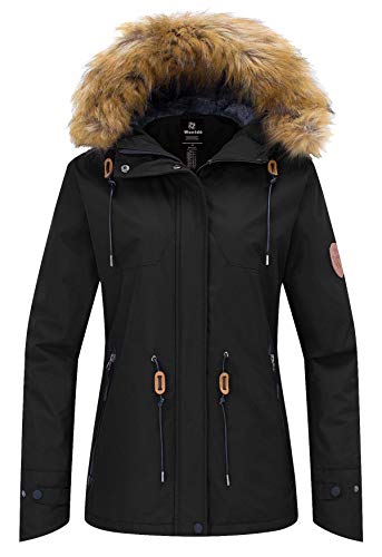 Winter Snow Coat Insulated Fleece Parka Parkas for Women by Wantdo Waterproof Ski