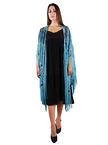 HandBeaded Fringed Sequin Evening Wrap Shawl by AnnaKaci for Plus Size Women