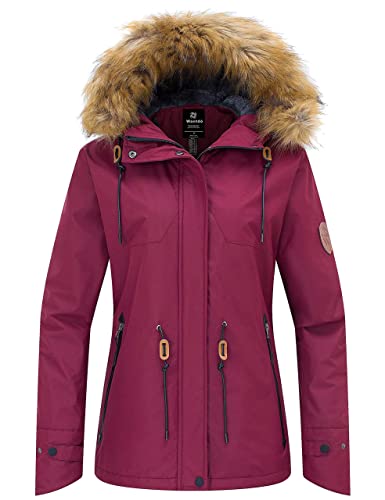 Winter Snow Coat Insulated Fleece Parka Parkas for Women by Wantdo Waterproof Ski