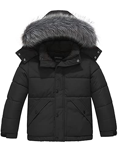 Wantdo Boy39s Warm Winter Coat Quilted Puffer Jacket Water Resistant Winter Jacket Hooded Parka