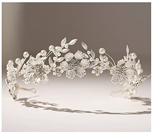 SWEETV Bridal Headband Silver Tiara for Bride Headpieces for Wedding Hair Accessories for Brides Prom Photography