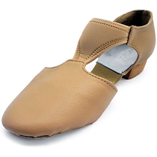 DANCEYOU Dance Teaching Sandal Jazz Dance Shoes Grecian Split Sole Leather TStrap Upper Contemporary Shoes