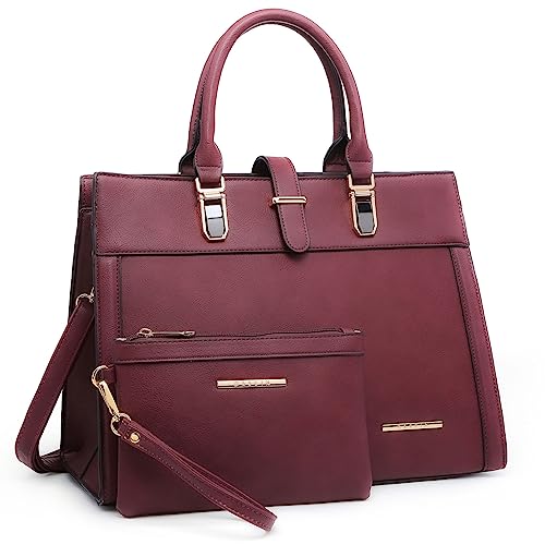 Women39s Handbag Flapover Belt Shoulder Bag Top Handle Tote Satchel Purse Work Bag wMatching Wristlet