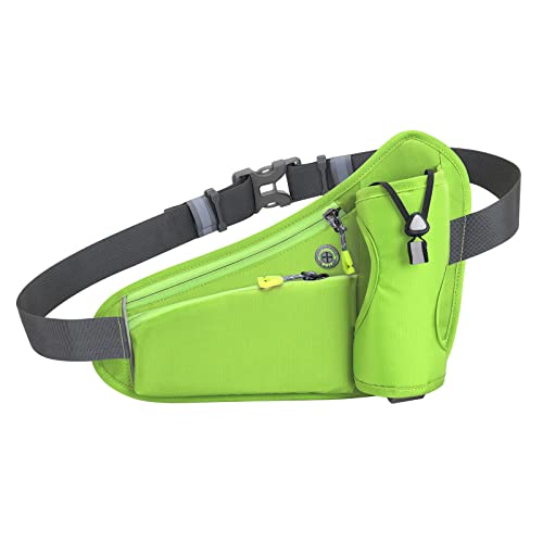 Ecupper Waist Bag with Bottle Holder for Men Hiking Belt Bag Fanny Pack Women Hip Bum Bag with Adjustable Elastic Band for Outdoors Running Dog Walking Traveling