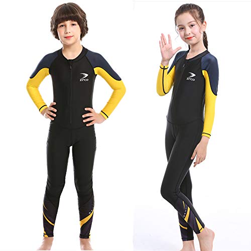 ZCCO Kids Swimsuit Full Body Sunsuit Youth Boy39s and Girl39s One Piece Water Suit Long Sleeve Rush Guard for SwimmingBathing Surfing 