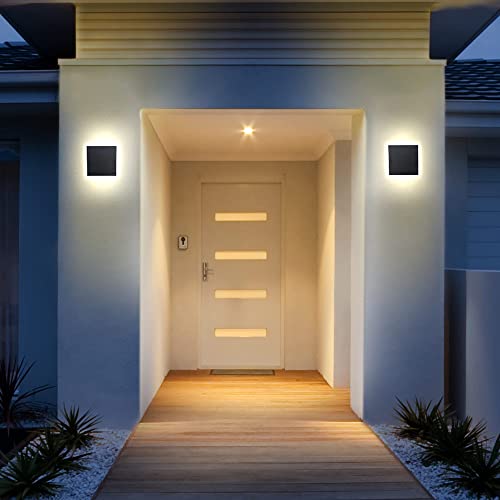 HOMEGLOW Eclipse LED Wall Light Outdoor or Indoor Use Black Modern Wall Sconce Waterproof IP65 Warm White 3000k AC 12W Hardwired Durable Aluminum