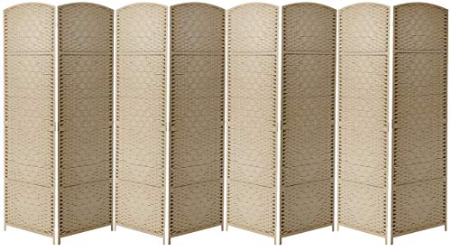 Sorbus Room Divider Privacy Screen 6 ft Tall Extra Wide Foldable Panel Partition Wall Divider Double Hinged Room Dividers and Folding Privacy Screens Diamond DoubleWeaved 6 Panel Beige