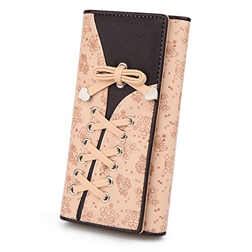 UTOWalletforWomen Large Capacity PU Leather Pink Card Holder Phone Case Zipper Pocket Purse Clutch 204