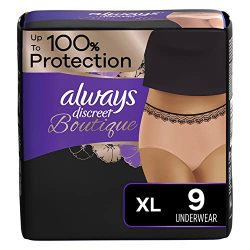 Always Discreet Boutique Incontinence Underwear Maximum Protection XL  9 Disposable Incontinence Protective Underwear  Peach  Extra Large Rose