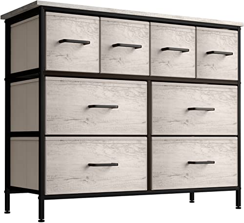 Sorbus Dresser with 8 Faux Wood Drawers  Storage Unit Organizer Chest for Clothes  Bedroom Hallway Living Room Closet  Dorm Furniture  Steel Frame Wood Top  Easy Pull Fabric Bins