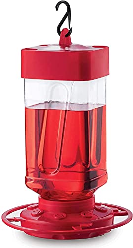 SEWANTA Hummingbird Feeder 16 oz  Plastic Hummingbird Feeders for Outdoors with Builtin Ant Guard  Circular Perch with 8 Feeding PortsWide Mouth for Easy Filling2 Part Base for Easy Cleaning