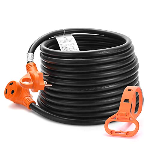 MICTUNING Heavy Duty 30 Amp RV Extension Cord with Handle and Cord Organizer  30 Feet 10 Gauge 125V 3750W