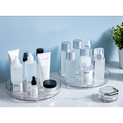 360 Rotating Makeup Organizer 2 Pack Lazy Susan Bathroom Organizer Skincare Organizers Turntable Plastic Spinner for PantryBathroomKitchen  Fridge Cupboards 1 Small1 Large2 Pack