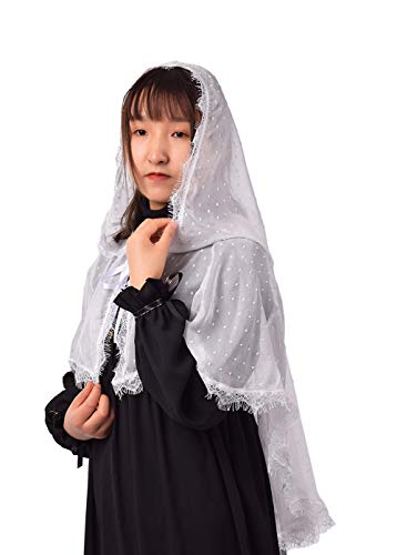 BLESSUME 1pc Women Triangle Pattern Veil Classic Mantilla Soft Lace Chapel Veil