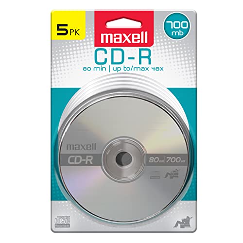 Maxell 648721 Single WriteOnce CDR 80 Minute Capacity 700Mb for Promotional Music Or Graphic Use Printable White Matte Slim Jewel