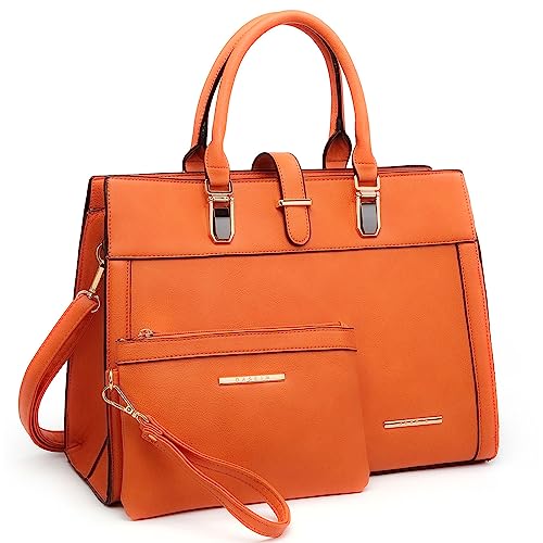 Women39s Handbag Flapover Belt Shoulder Bag Top Handle Tote Satchel Purse Work Bag wMatching Wristlet