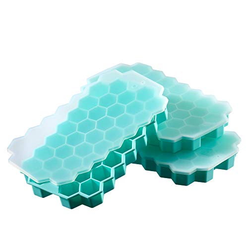 PrimeMed Reusable Honeycomb Ice Cube Trays  Lids 37 Cavity FoodGrade Silicone  Stackable Ice Mold Green 1 Pack