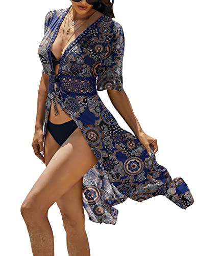 Ekouaer Women39s Swimwear Cover Ups Sexy Open Front Beach Bikini Swimsuit Kimono Cardigan Cover Up Long Flowy Beachwear