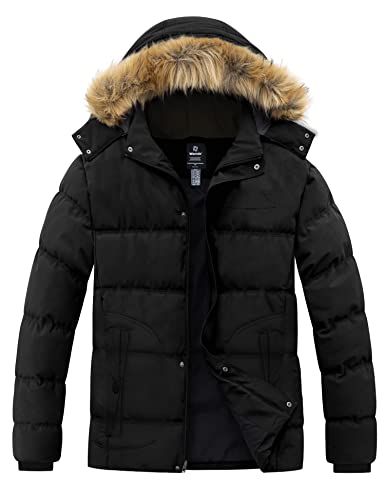 Wantdo Men39s Winter Puffer Jacket Thicken Winter Coat Warm Padded Jacket with Hood