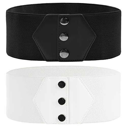 GRACE KARIN Women39s SnapButton Corset Belt Wide Elastic Belts for Dress Stretchy Waistband