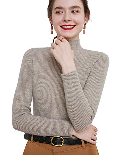 AnnaKaci Womens Knit Mock Turtle Neck Wool Stretch Long Sleeve Pullover Sweater