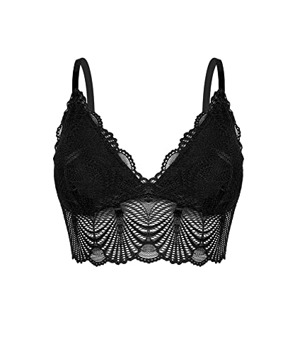 LINGERLOVE Women Sexy Lace Bralette Top Everyday Bra with Removable Padded