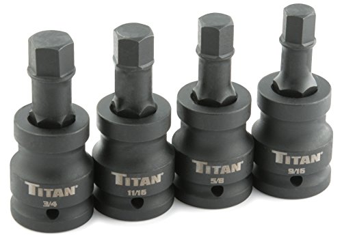 Titan Four Piece 34 Inch Standard American Metric Hex Impact Driver Set 44101