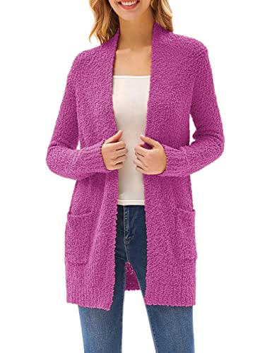 GRACE KARIN Woman39s Popcorn Cardigan Open Front Fuzzy Long Sleeve Knit Lightweight Sweater with Pockets