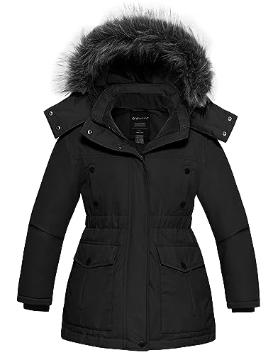 Wantdo Girl39s Thicken Winter Coat Warm Puffer Jacket Water Resistant Winter Jacket with Faux Fur Hood