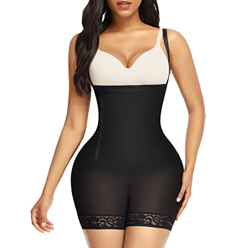 FeelinGirl Women Shapewear Bodysuit Tummy Control Fajas Body Shaper for Women with Zipper