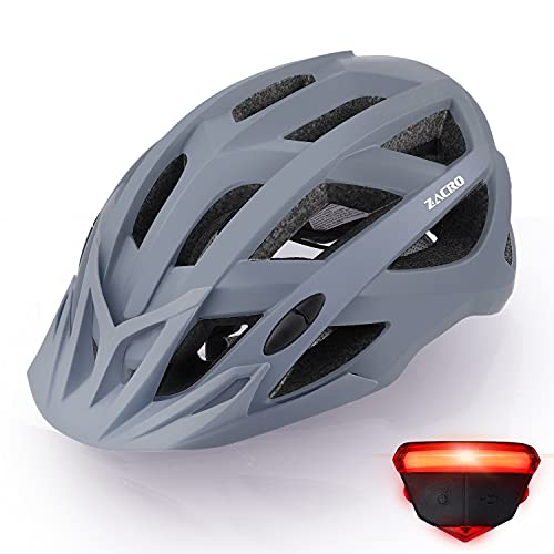 Zacro Adult Bike Helmet with Light  Adjustable Bike Helmets for Men Women Youth with Replacement Pads Detachable Visor Lightweight Cycling Helmet for Commuter Urban Scooter MTB Mountain Road Biker