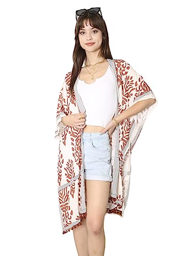 AnnaKaci Womens Casual Boho Beach Cover Up Print Kimono Cardigan