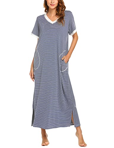 Ekouaer Loungewear Long Nightgown Women39s UltraSoft Nightshirt Full Length Sleepwear with Pocket S4XL