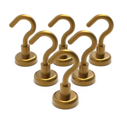 Ant Mag Strong Magnet Hooks 22LBS Pulling Force Neodymium Hooks Hangers Heavy Duty Used for Home Kitchen Refrigerator Key Holder Office Workplace Pack of 6